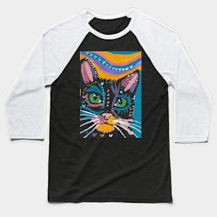 colorful cat face abstract Baseball T-Shirt